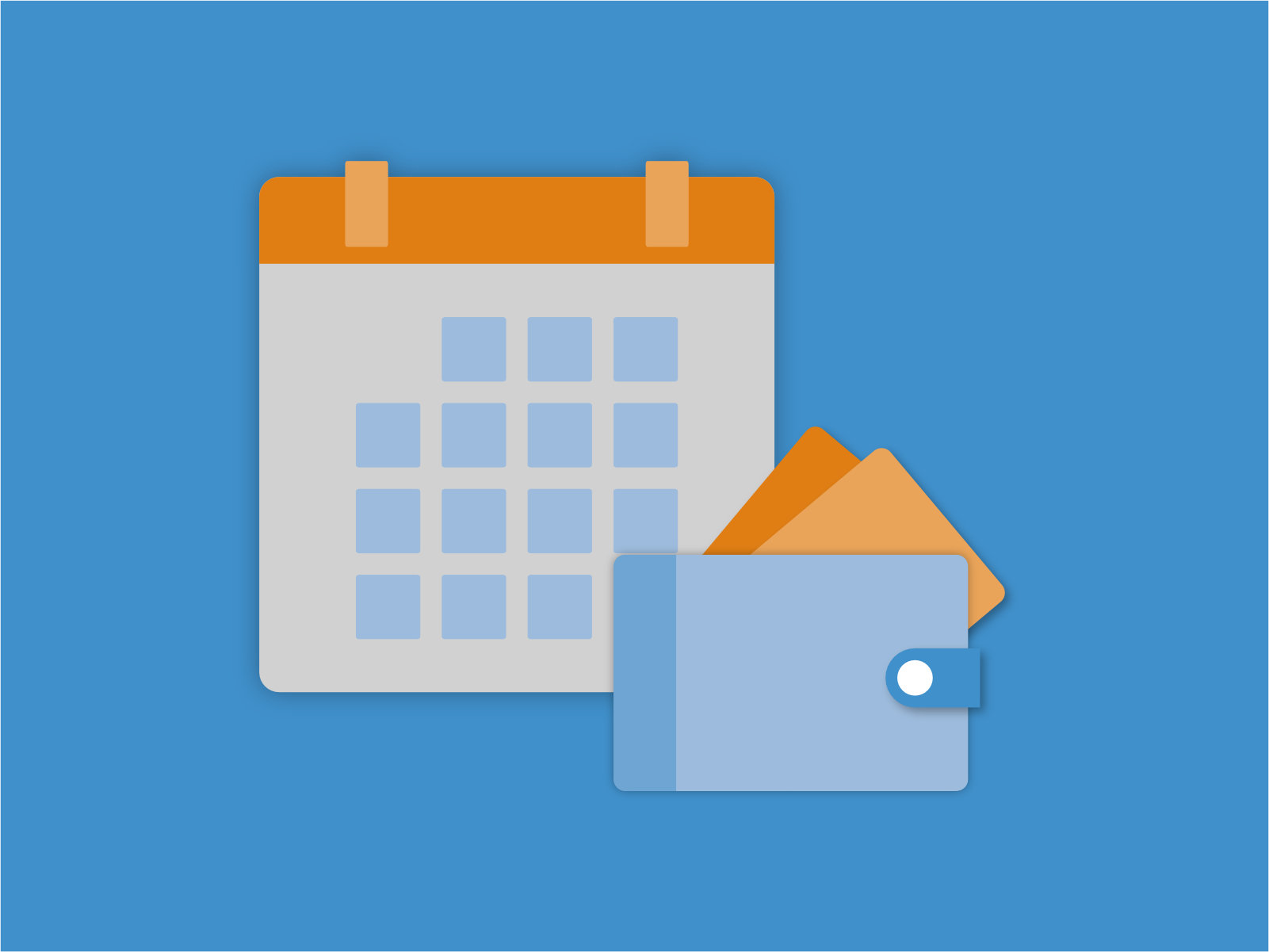 Illustration of a calendar and wallet for a payment plan