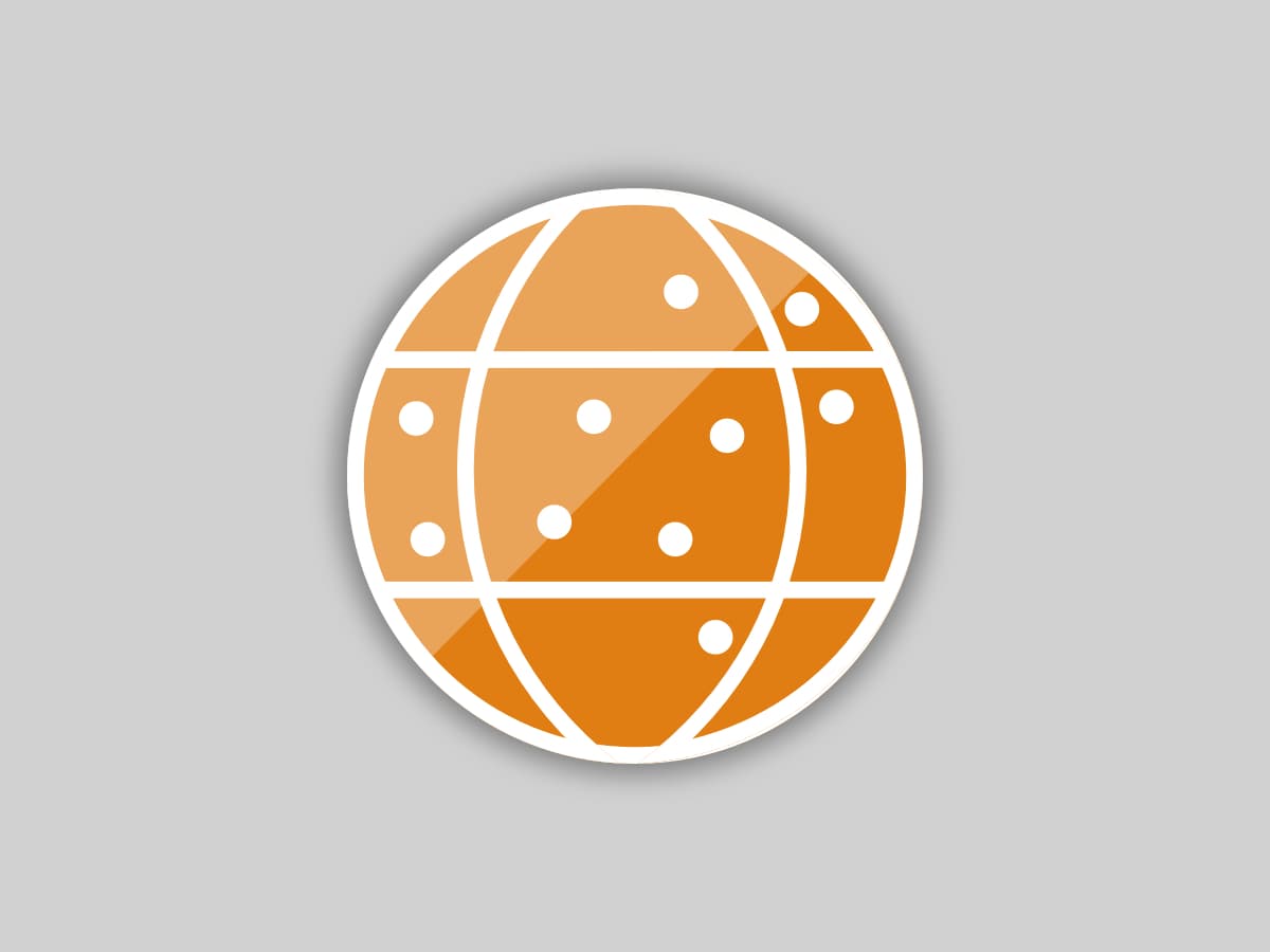 Oranje wereldbol met stippen als symbool dat je overal remote kunt werken