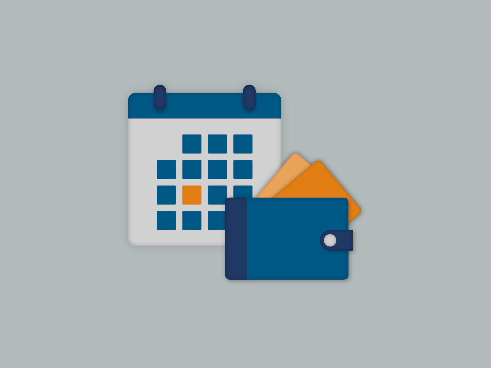 Illustratie van een kalender en portemonnee voor een betalingsregeling