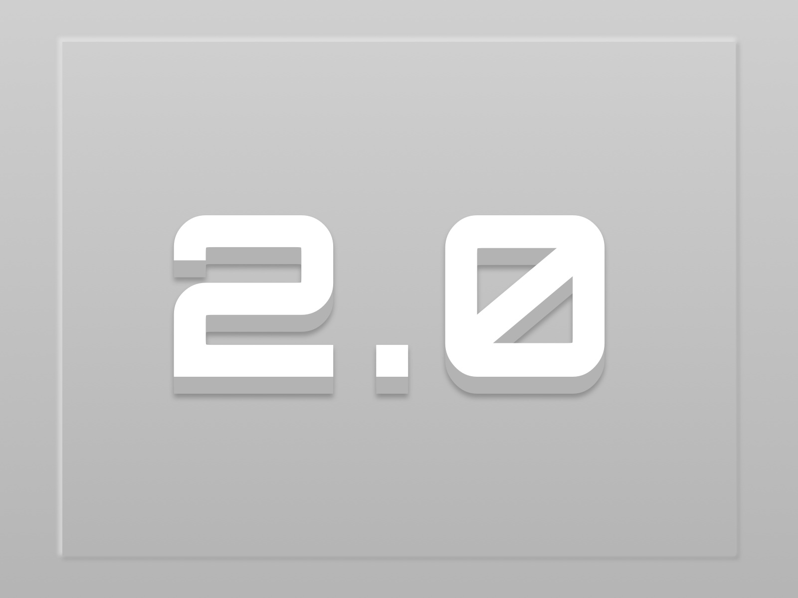 Illustratie met het getal 2.0 voor de laatste MA!N release in het wit op een grijze achtergrond.