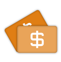 icon van oranje bankbiljetten