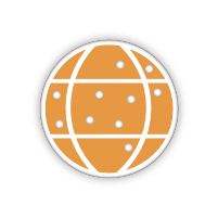 icon van oranje wereldbol met witte stippen
