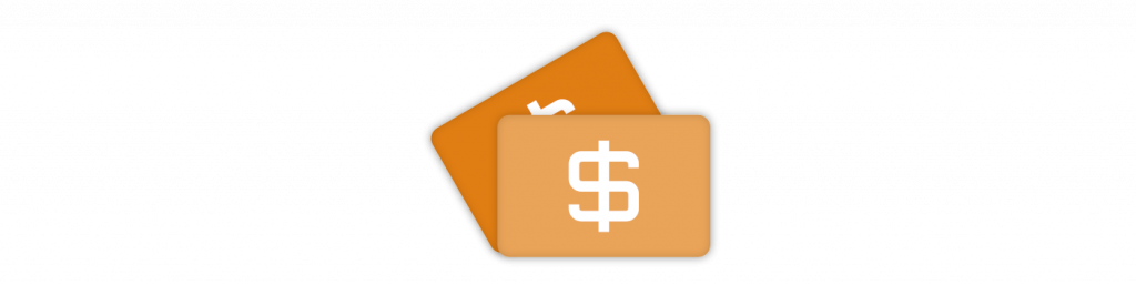 Illustratie van 2 orangje betaalpassen met het teken van een Dollar