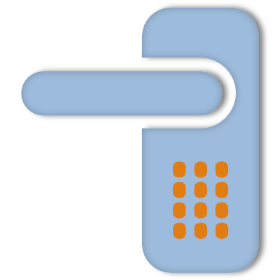 blue door handle with access code