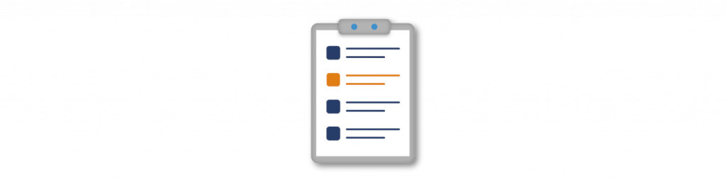 illustration van een checklist met 3 blauwe en 1 oranje check item