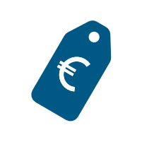Illustration of a blue price label